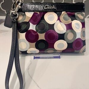 Coach Black and Purple Patterned Wristlet